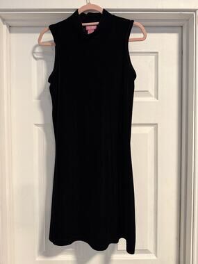 Vtg Cassini Mock Turtleneck Black Velvet Little Black Dress LBD - Size S (SG33)